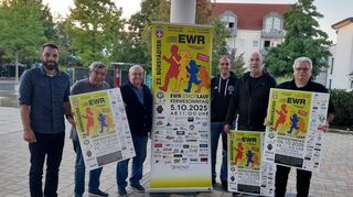 Auf den 23. Bürstädter Stadtlauf freuen sich (v.l.): Domink Nagel vom Hauptsponsor EWR, Klaus Gassert, Franz-Josef Eitge, Andreas Kautzmann, Norbert Krezdorn und Reiner Faust (alle VfR Bürstadt).