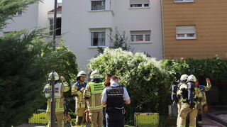 Aktueller Feuerwehr-Einsatz in der Emmertsgrundpassage in Heidelberg.