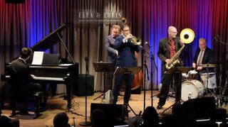 Spielzeiteröffnung durch das Thomas Siffling Quintett im Mannheimer Musikclub Ella & Louis: André Weiß (v. l.), Nico Brandenburg, Thomas Siffling, Olaf Schönborn, Oliver Strauch.