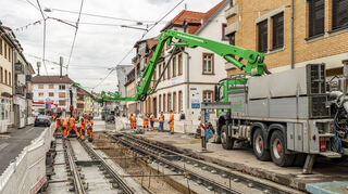 Bauarbeiten in der Dossenheimer Landstraße in Heidelberg.