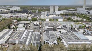 Luftansicht: Das Gelände des Kunststoffspezialisten Gehr in Mannheim.