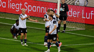 Jubel beim SV Waldhof nach dem 0:1 von Masca.