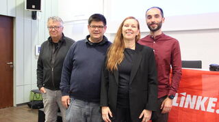 Diskutierten über bezahlbaren Wohnraum (von links): Roland Schuster, Andrej Holm, Isabell Fuhrmann und Dennis Ulas.