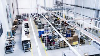 Blick in die Produktion von Pepperl+Fuchs in Mannheim.