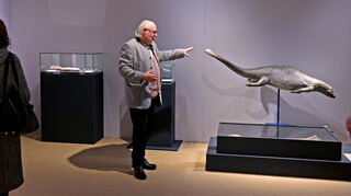 Wilfried Rosendahl, Kurator der Ausstellung und rem-Generaldirektor, führt durch die Schau.