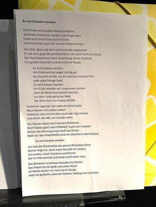 Ein Blick auf den Songtext der Schlussnummer "Es wird besser werden".