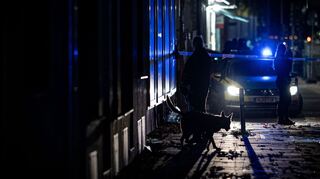 Auch Spürhunde sind im Einsatz.