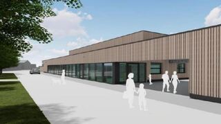 Die Außenansicht des neuen Schwimmbads in Ilvesheim, wie sie kürzlich in einer Präsentation des Architekturbüros KPlan verwendet wurde.