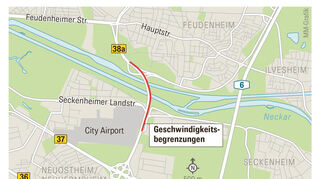 Tempolimit-Chaos auf der B38a in Mannheim: Dieses Teilstück ist betroffen.