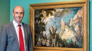 <p>Museumsdirektor Prof. Frieder Hepp präsentiert "Die Bekehrung des Saulus" von Kerstiaen de Keuninck.</p>
