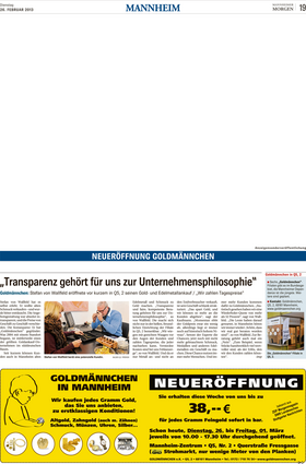 <p>Stefan von Wallfeld berät eine potenzielle Kundin. Der Goldexperte genießt auch in Mannheim einen hervorragenden Ruf.</p>